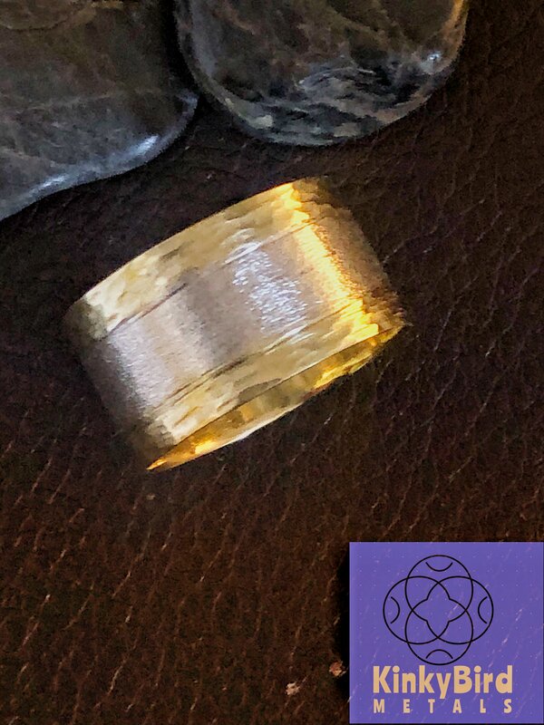 Striped sterling wide band ring