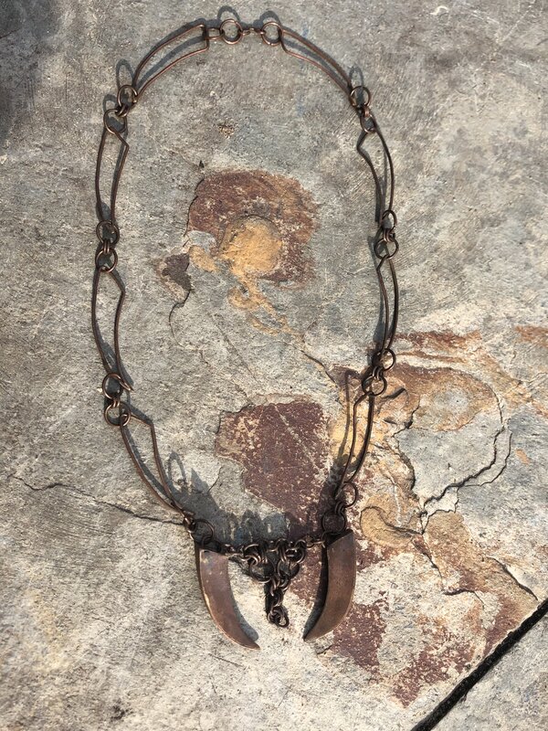 Handmade copper medieval necklace