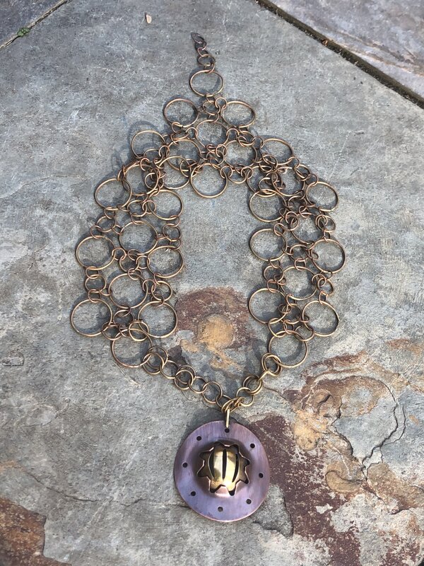 Handmade Medieval pendant with chainmaille