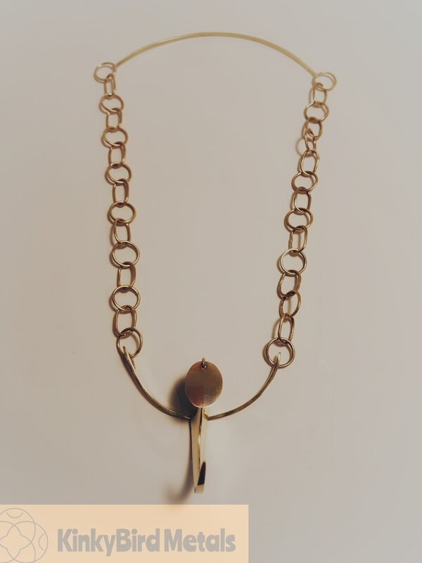 Brass crescent pendant with lid