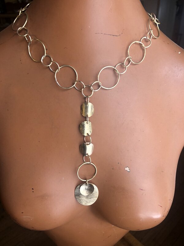 SOLD Brass dangly link necklace