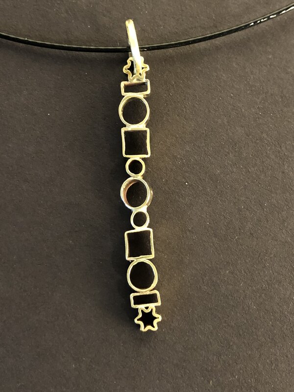 Stack geometric brass pendant