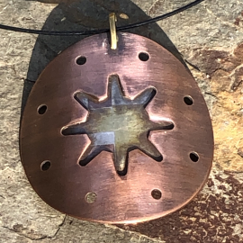 Handmade copper and mixed metal reversible pendant