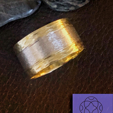 Striped sterling wide band ring