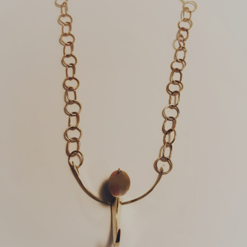 Brass crescent pendant with lid