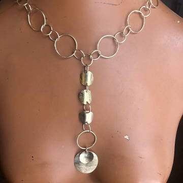 SOLD Brass dangly link necklace