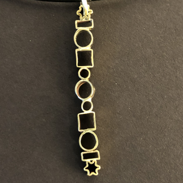 Stack geometric brass pendant