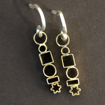 **SOLD Brass geometric stack earrings